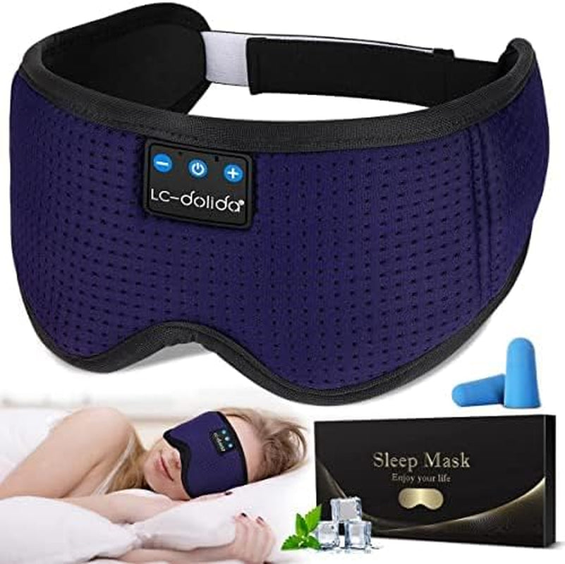Lc-Dolida Sleeping Headphones Eye Mask, Sleep Mask with Bluetooth Headphones 3D Eye Mask Wireless Music Cotton Sleep Cover for Side Sleepers Nap Insomnia Air Travel Meditation Gifts for Unisex