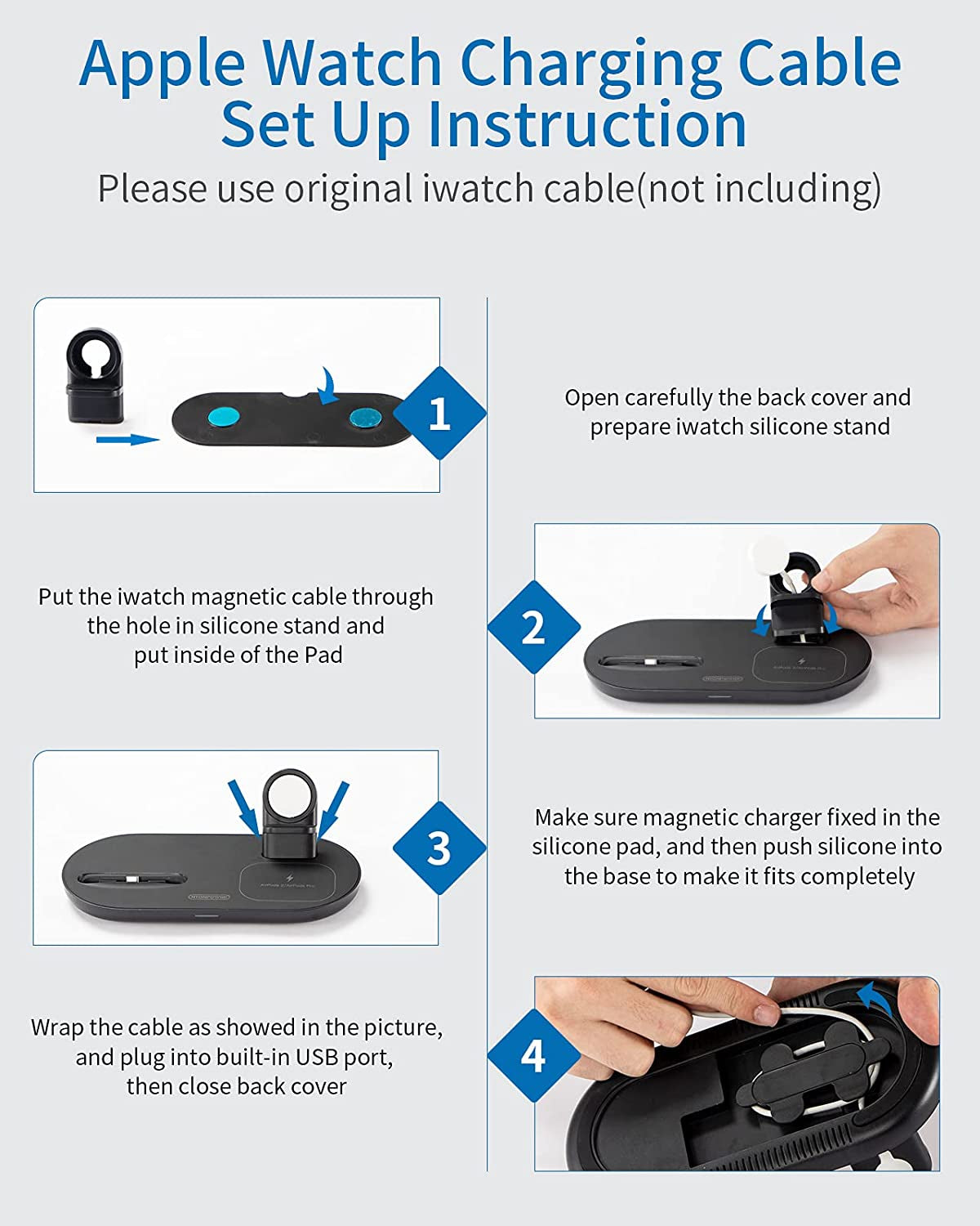 NTONPOWER 3 in 1 Wireless Charging Station for Apple Product, Wireless Charging Pad for Apple Watch, Airpods Pro/2, Wireless Charger Stand for Iphone 12/12 Pro/12 Pro Max/Se2(No Included Iwatch Cable)