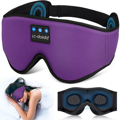 Lc-Dolida Sleeping Headphones Eye Mask, Sleep Mask with Bluetooth Headphones 3D Eye Mask Wireless Music Cotton Sleep Cover for Side Sleepers Nap Insomnia Air Travel Meditation Gifts for Unisex