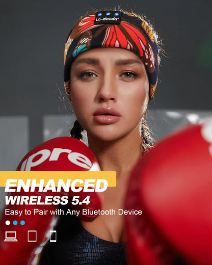 Lc-Dolida Bluetooth 5.4 Sleep Headphones Headband - Wireless Sports Earphones with Speaker and Microphone, Ideal for Women’s Sleep, Workout, Jogging, Yoga, Insomnia, Travel, and Meditation - Butterfly Design