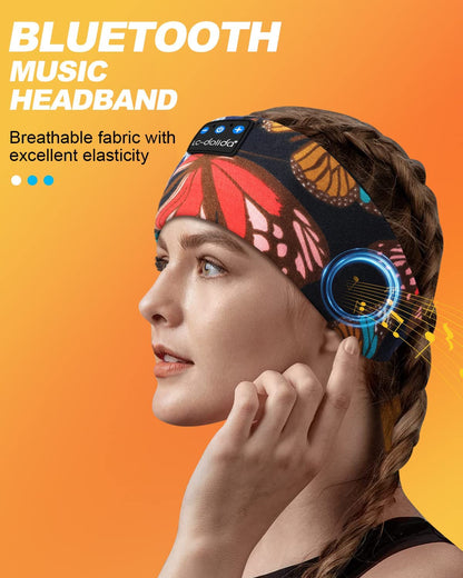 Lc-Dolida Bluetooth 5.4 Sleep Headphones Headband - Wireless Sports Earphones with Speaker and Microphone, Ideal for Women’s Sleep, Workout, Jogging, Yoga, Insomnia, Travel, and Meditation - Butterfly Design