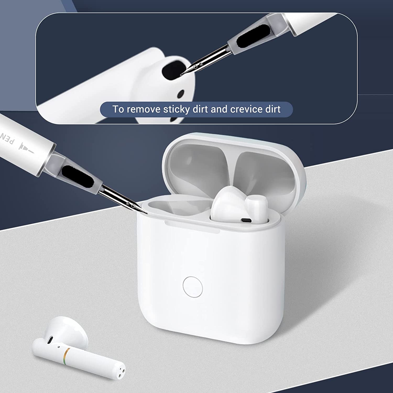 2023 Multifunctional Cleaning Kit for AirPods Pro and 1/2 with Soft Brush for Bluetooth Earphones Case (White 2.0)