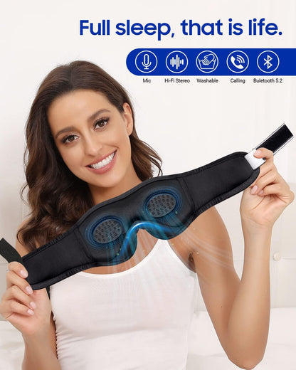 Lc-Dolida Sleeping Headphones Eye Mask, Sleep Mask with Bluetooth Headphones 3D Eye Mask Wireless Music Cotton Sleep Cover for Side Sleepers Nap Insomnia Air Travel Meditation Gifts for Unisex