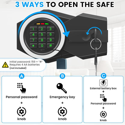 2.6 Cubic Foot Drop Safe for Businesses, Quick Access Safe with Drop Slot, Digital Backlit Combination Lock and Backup Key, Alarm and Mute System, Anti-Theft Cash Deposit Safe for Office and Home Use