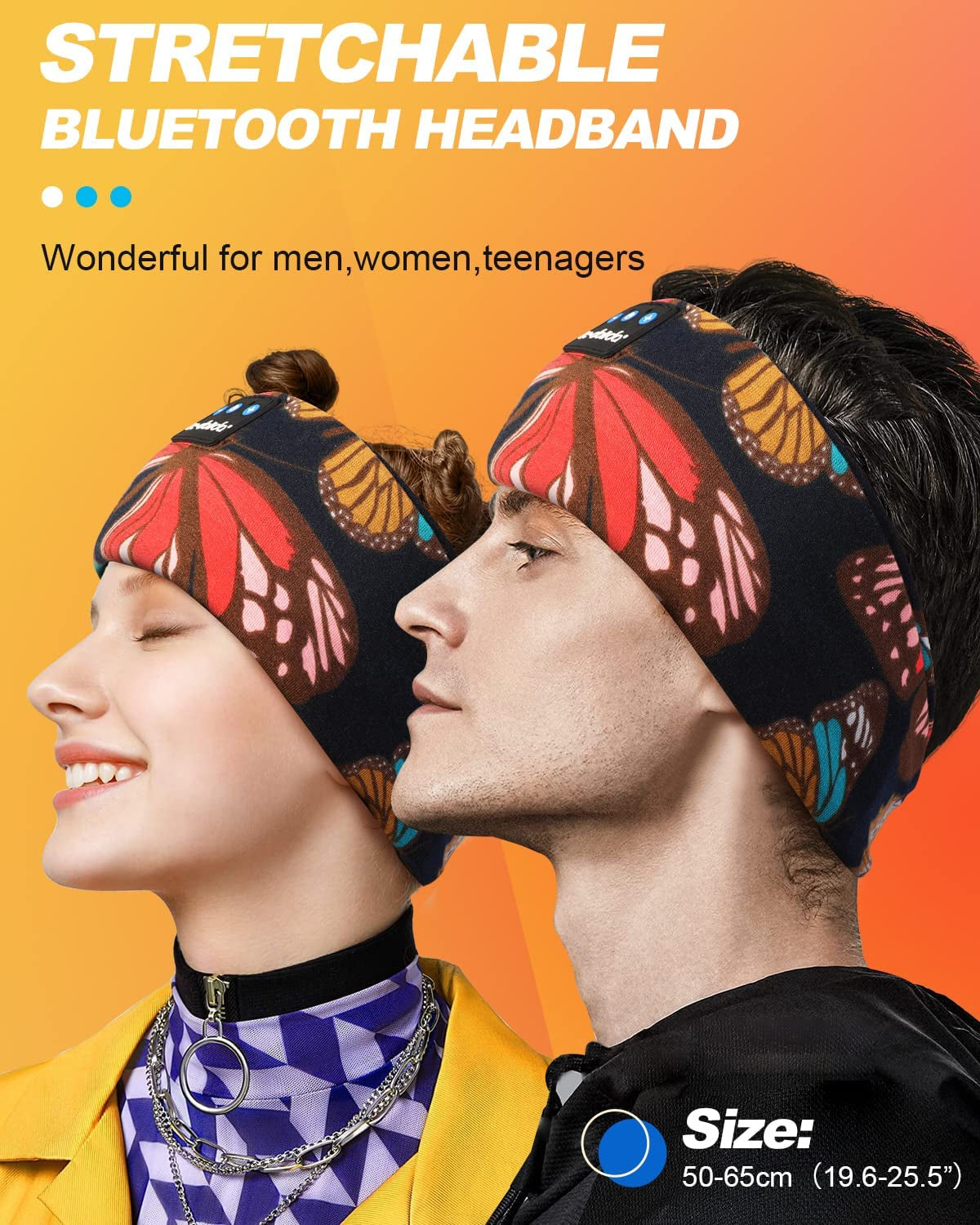 Lc-Dolida Bluetooth 5.4 Sleep Headphones Headband - Wireless Sports Earphones with Speaker and Microphone, Ideal for Women’s Sleep, Workout, Jogging, Yoga, Insomnia, Travel, and Meditation - Butterfly Design