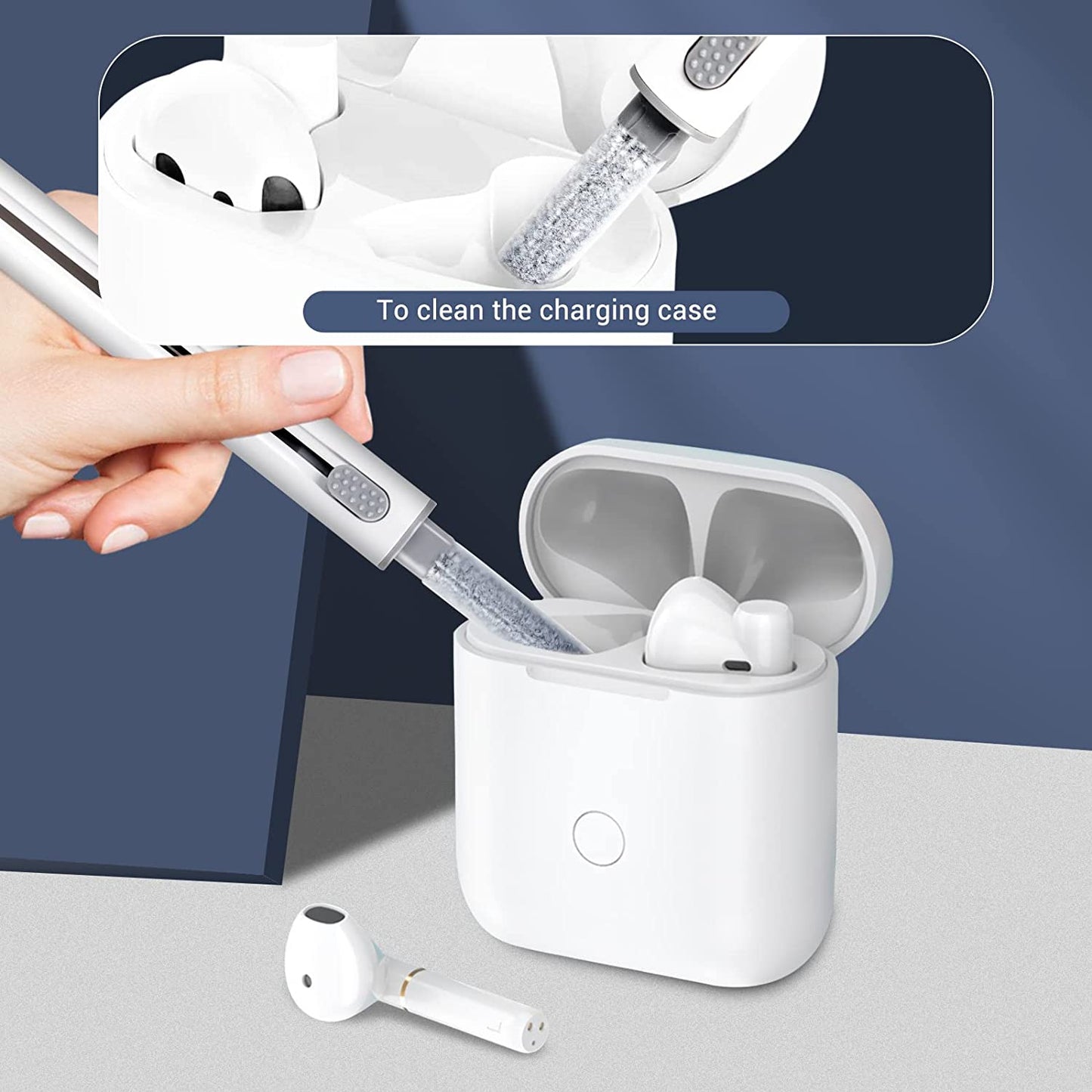 2023 Multifunctional Cleaning Kit for AirPods Pro and 1/2 with Soft Brush for Bluetooth Earphones Case (White 2.0)